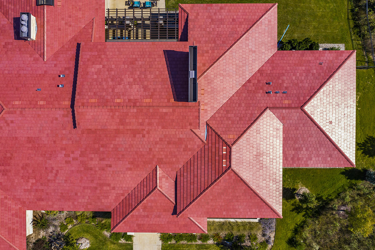 Aerial view of residential roof