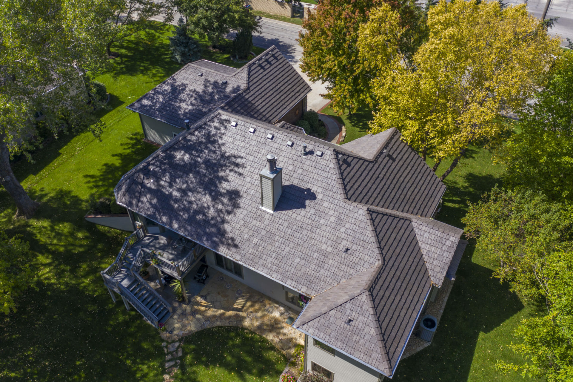 Aerial view of residential roof