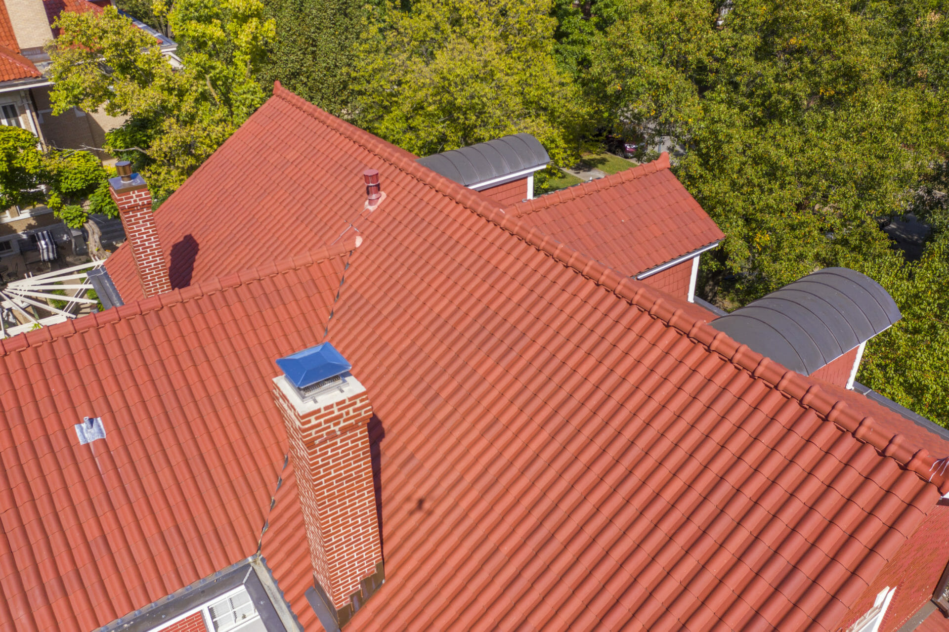 Aerial view of residential roof